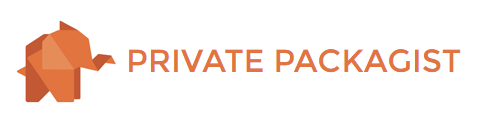Private Packagist logo, a paper elephant and the text reads: Private Packagist